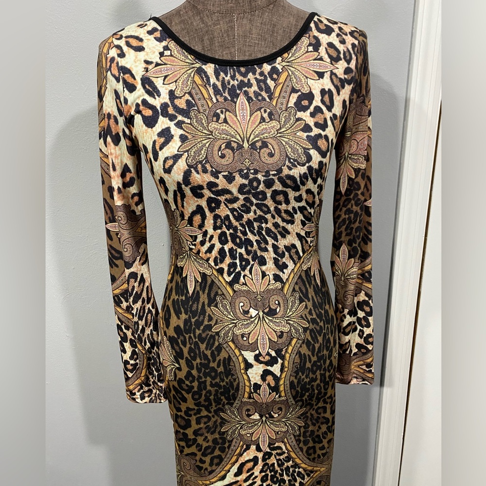 MIDI dress w/design cheetah print